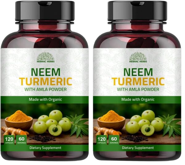 Cápsulas Neem Turmeric con Amla y Pimienta Negra - frontal