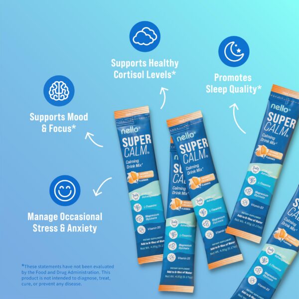 Version 1.0.0 Nello bebida para enfoque y relajación con magnesio y extracto raíz Ashwagandha 20 sobres