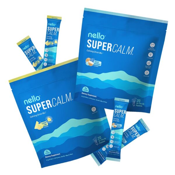 Nello Supercalm mezcla bebida limón lima y coco azul en sobres