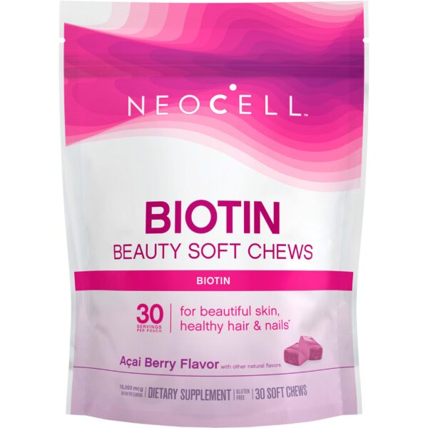 Version 1.0.0 NeoCell biotin beauty masticables suaves sabor açaí para piel y cabello