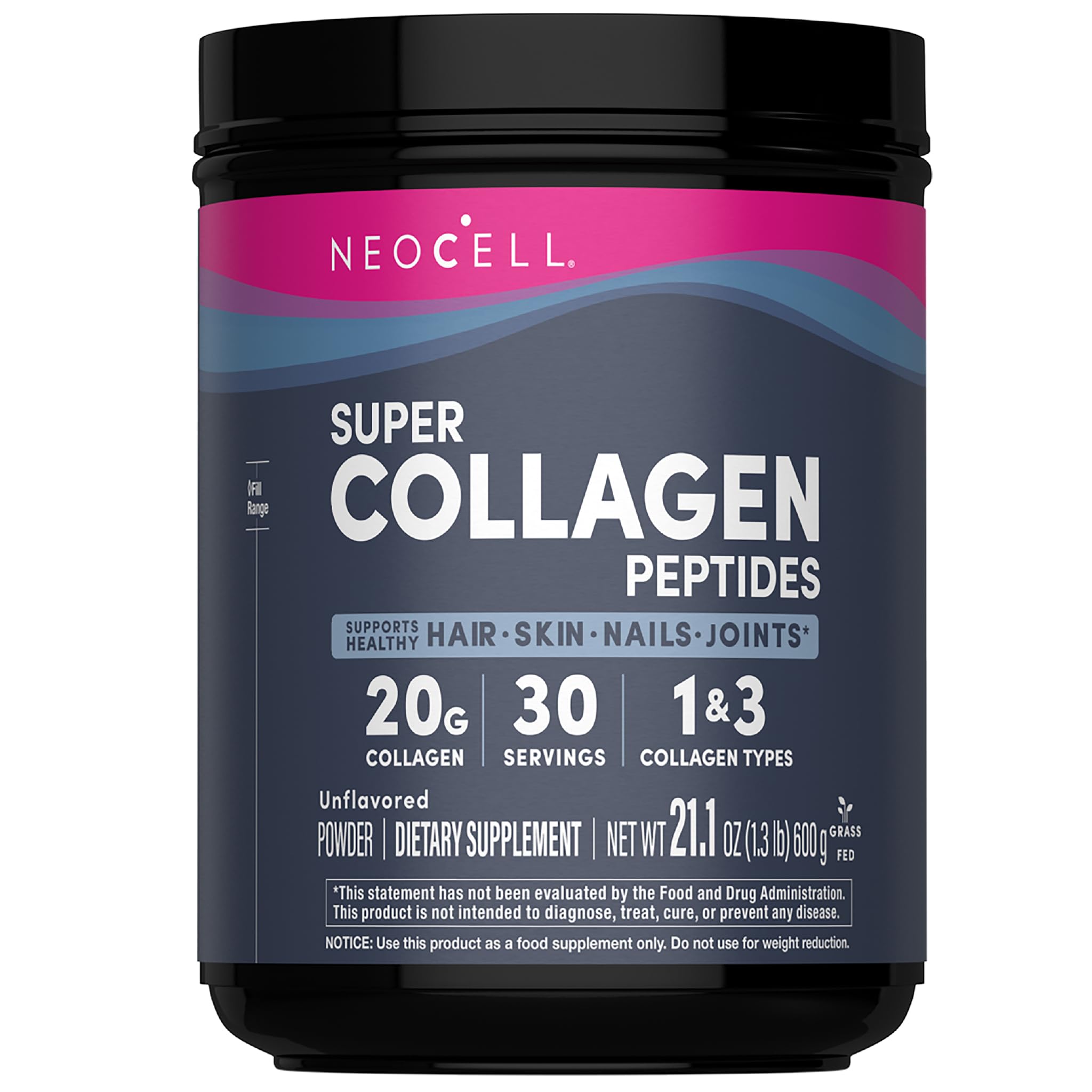 NeoCell Colágeno en polvo sin sabor, tipo I y III, 21.2 oz