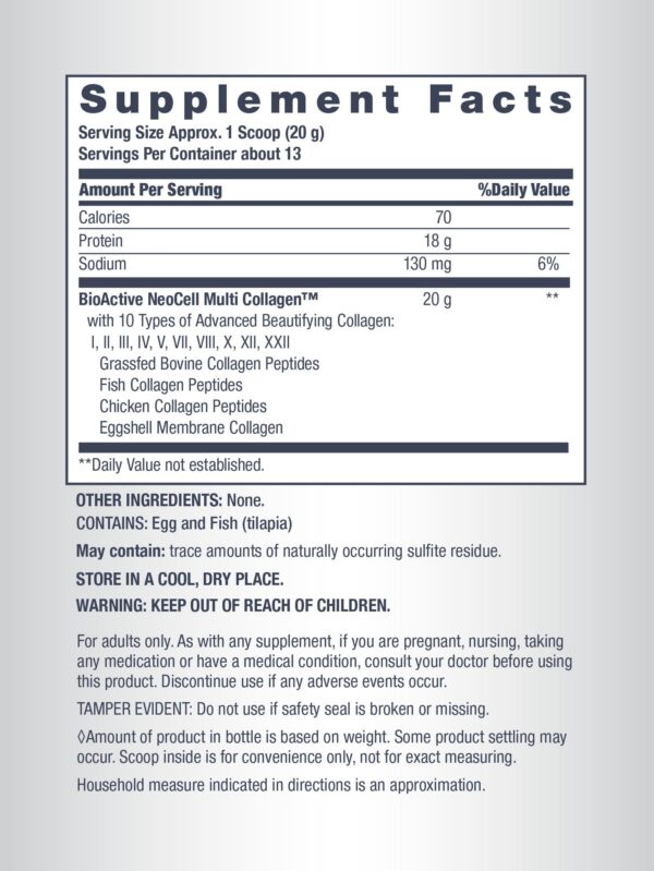Etiqueta trasera de NeoCell Colágeno en Polvo