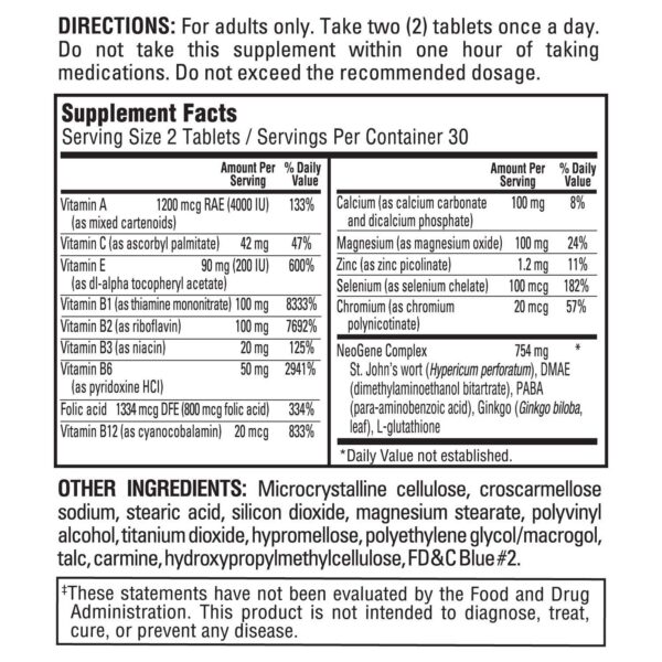 Tabletas de suplemento NeoGene GH3 en primer plano