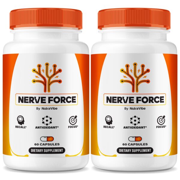 Version 1.0.0 Nerve Force cápsulas y etiqueta en frasco