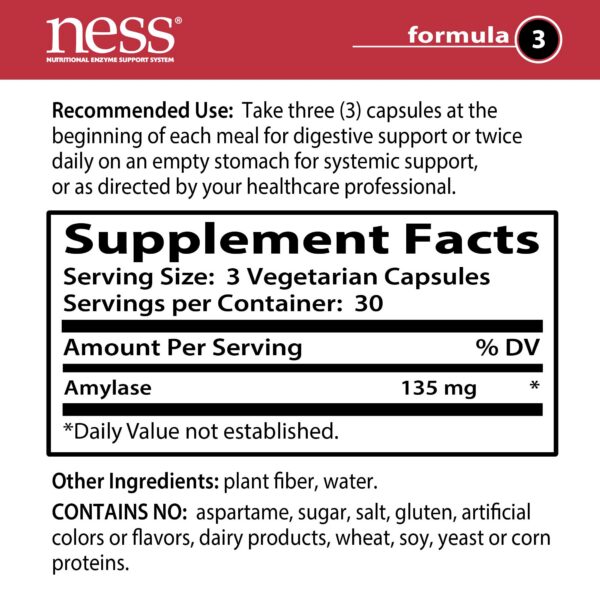 Frasco Ness Enzymes Amilasa #3 con etiqueta