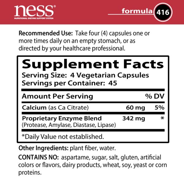 Ness Enzymes Protease con Calcio #416 envase lateral