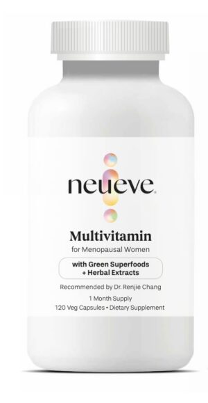 Version 1.0.0 Multivitaminas NeuEve para mujeres menopáusicas botella y cápsulas