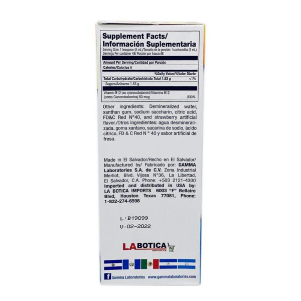 Ingredientes Neuro Vital B12 jarabe