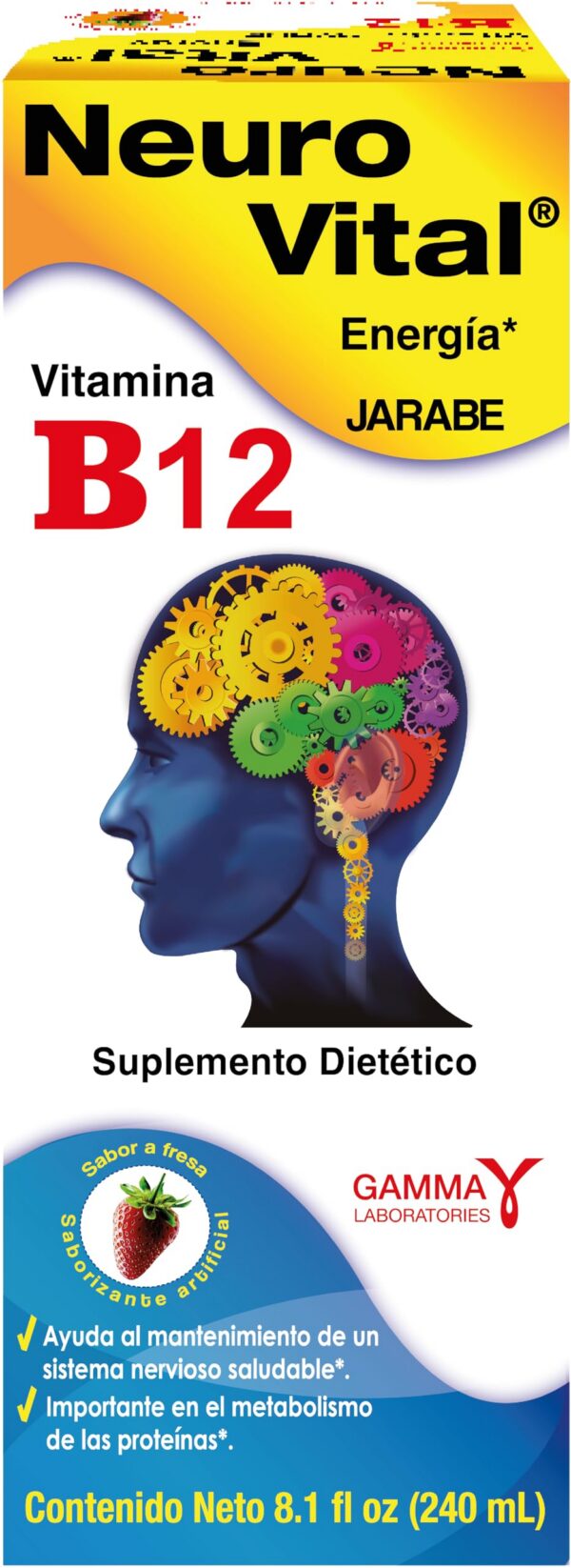 Vista lateral del frasco Neuro Vital Syrup