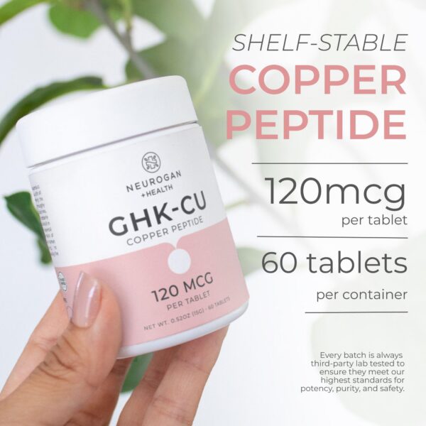 Frasco y empaque de tabletas cobre GHK-Cu