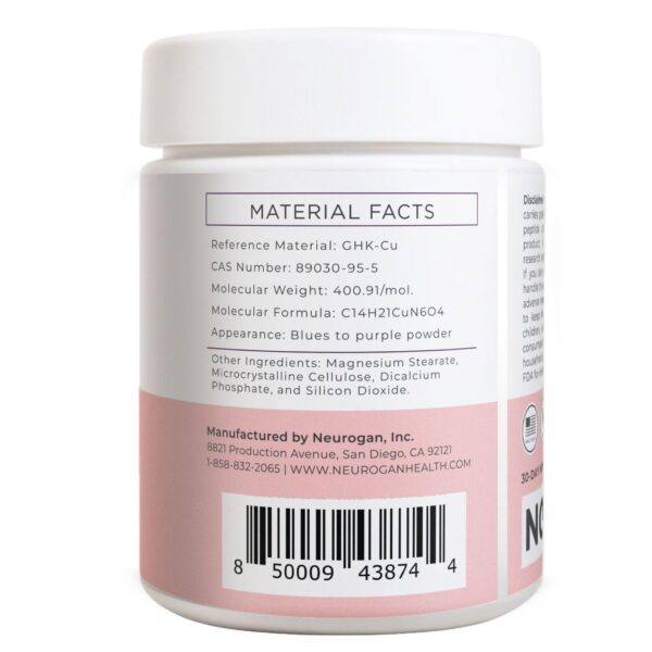Frasco Neurogan cobre GHK-Cu etiqueta visible