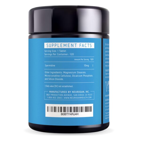 Nutrition facts panel on Neurogan bottle