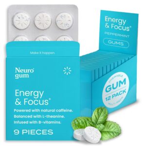 NeuroGum Energy chicle con cafeína sin azúcar sabor menta paquete