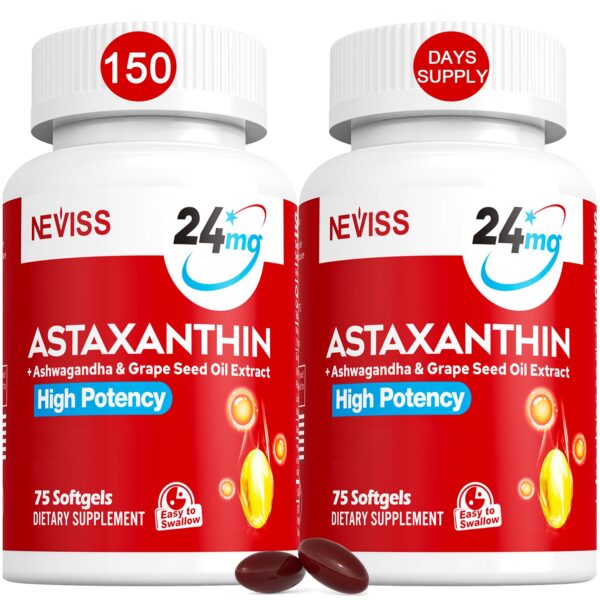 Frasco frontal de NEVISS Astaxantina 24 mg