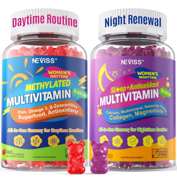 Frente del envase NEVISS Day Night Gummies