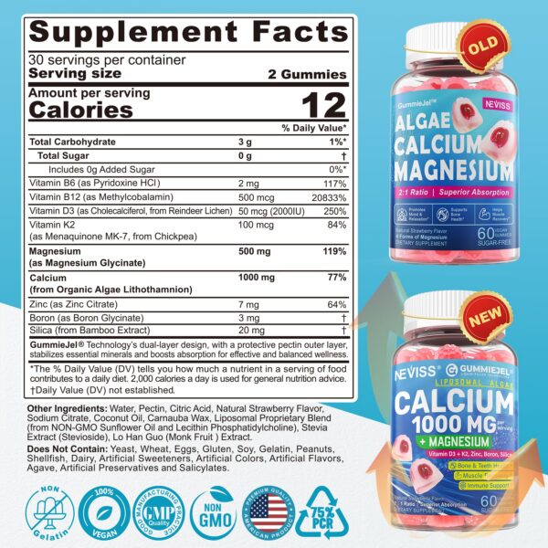 Etiqueta frontal NEVISS calcio liposomal