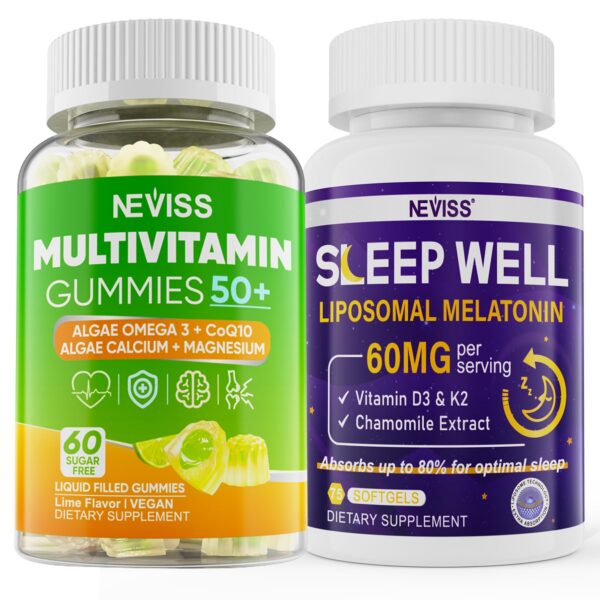 NEVISS gomitas mujeres y hombres 50+ frasco frontal