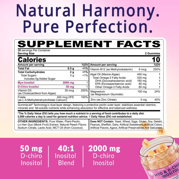 Envase de gomitas Neviss suplemento inositol mujer 60 unidades