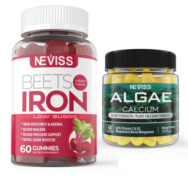 Gomitas veganas NEVISS hierro algas marinas etiqueta