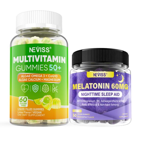 Gomitas de melatonina NEVISS frente a fondo blanco