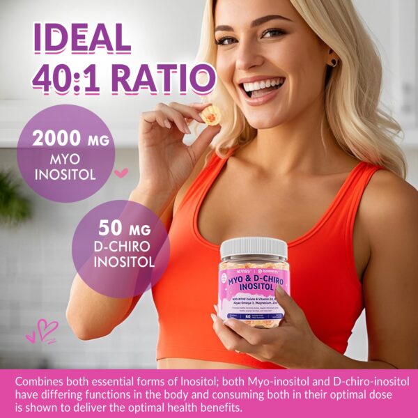 Suplemento inositol gomitas frutas con vitaminas para mujer