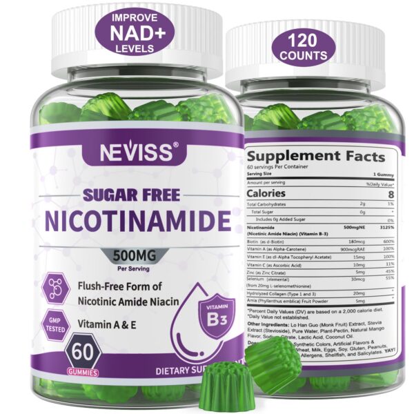 Frente de gomitas NEVISS Nicotinamide 500 mg