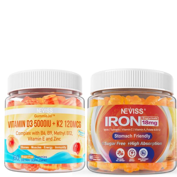 Frente del envase NEVISS D3+K2 gomitas