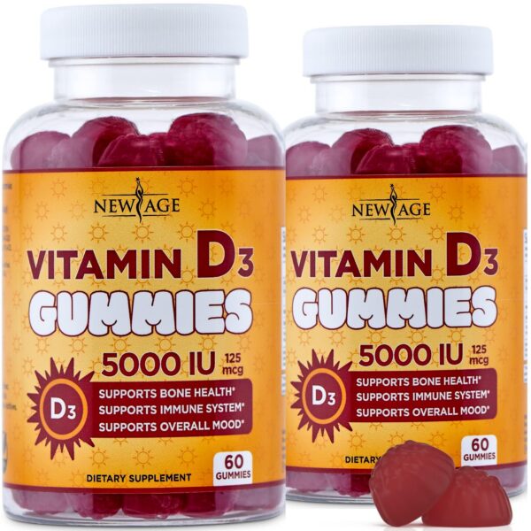 Version 1.0.0 NEW AGE gominolas Vitamina D3 5000 IU sabor fresa 120 unidades