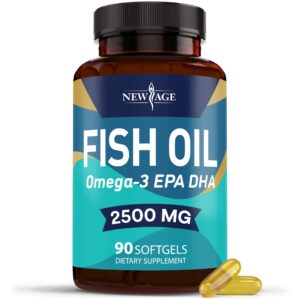 Etiqueta frontal de NEW AGE Omega-3 aceite de pescado