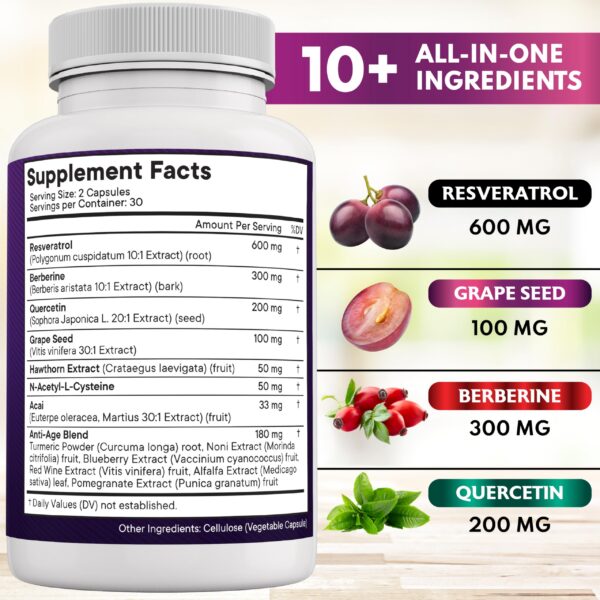 Version 1.0.0 Cápsulas de suplemento NEW AGE resveratrol con extracto natural