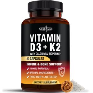 New Age vitamina D3 y K2 MK-7 cápsulas frontal