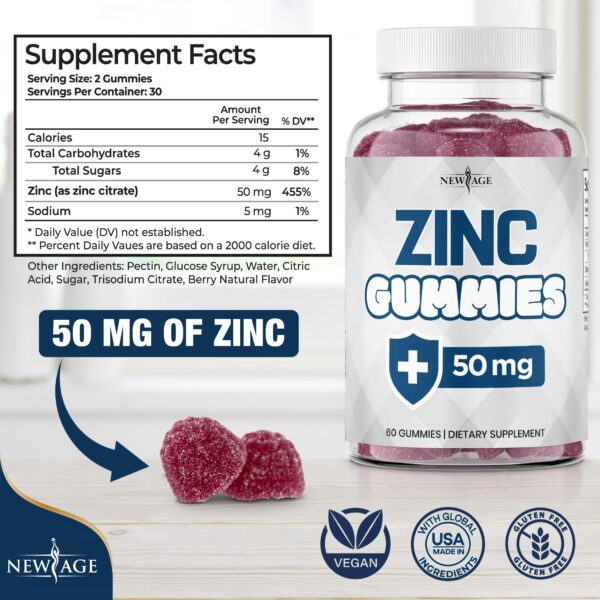 Etiqueta de gomitas de zinc NEW AGE