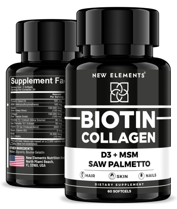 Frente del envase New Elements 9X Hair Skin Nails