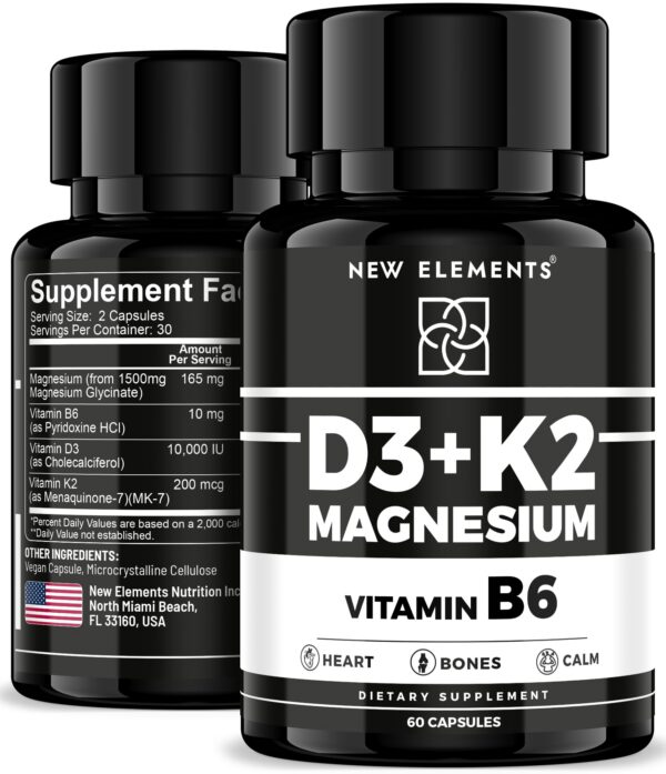 Frasco de New Elements Vitamin D3 K2 con B6