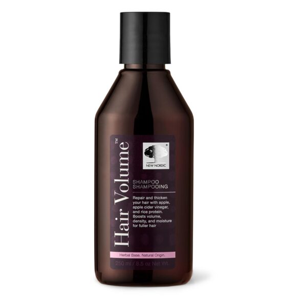 Frente del envase de New Nordic Hair Volume Shampoo