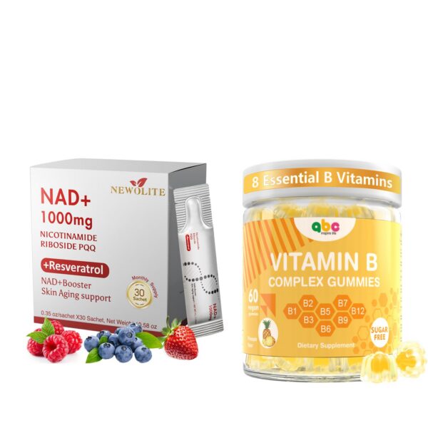 Frasco NAD+ líquido 1000 mg con etiqueta