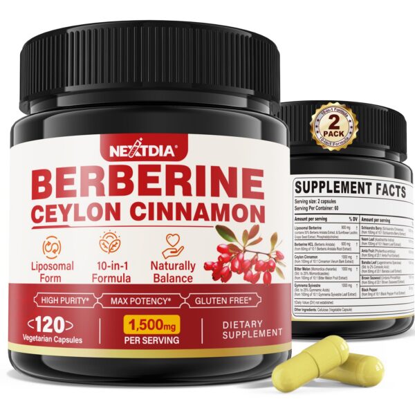 Nextdia berberina liposomal suplemento 1500mg 240 cápsulas vegano