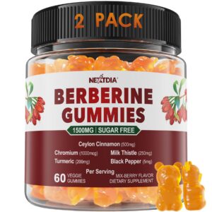 Nextdia gomitas berberina 1500mg sin azúcar paquete de 2