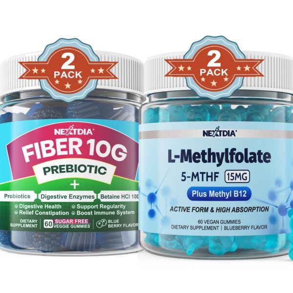 Nextdia gomitas fibra y L-Metilfolato 15mg paquete 4