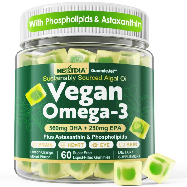 Version 1.0.0 Gomitas omega-3 veganas frente al envase