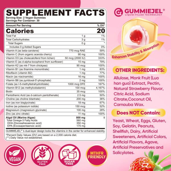 Etiqueta de gomitas Nextdia prenatales