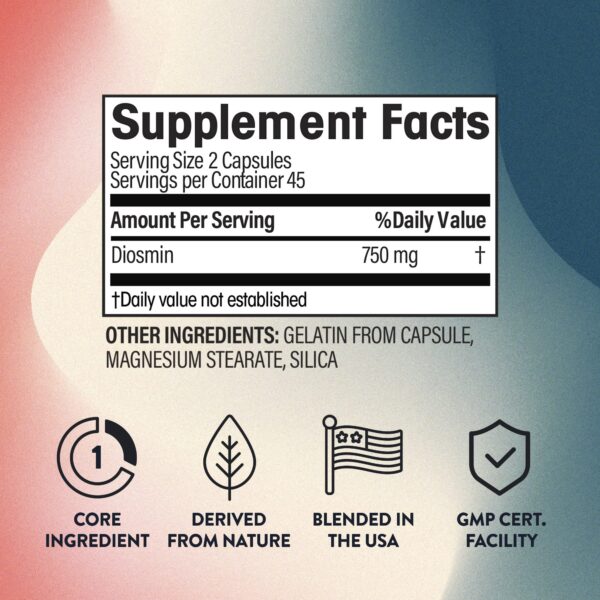 Etiqueta del suplemento NGL Pure Diosmin 750 mg