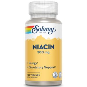 Niacina 500 mg solaray vitamina b3 piel y circulación 100 cápsulas