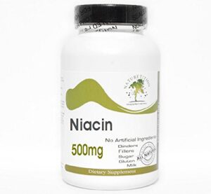 Frasco frontal de Niacina 500 mg 200 cápsulas