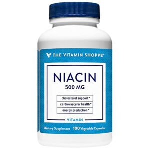 Niacina 500 mg The Vitamin Shoppe cápsula vegetal apoyo colesterol