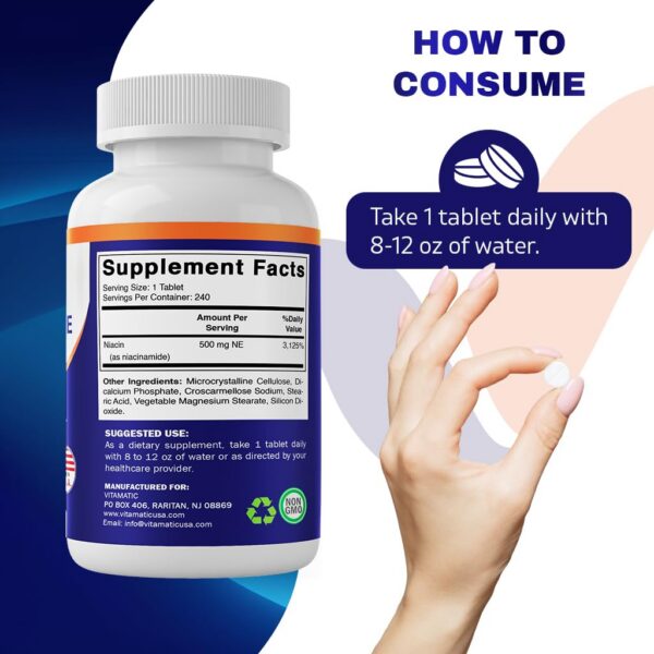 Vitamatic niacinamida apoyo energía sin colorantes