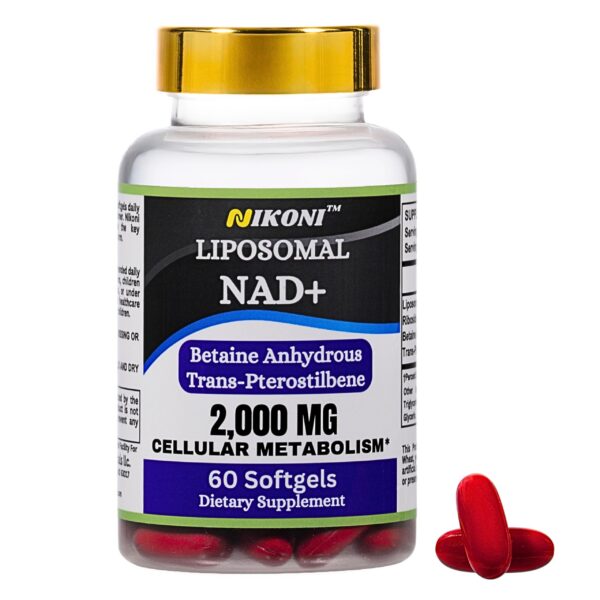 Version 1.0.0 Frente del frasco Nikoni Liposomal NAD+ 60 cápsulas
