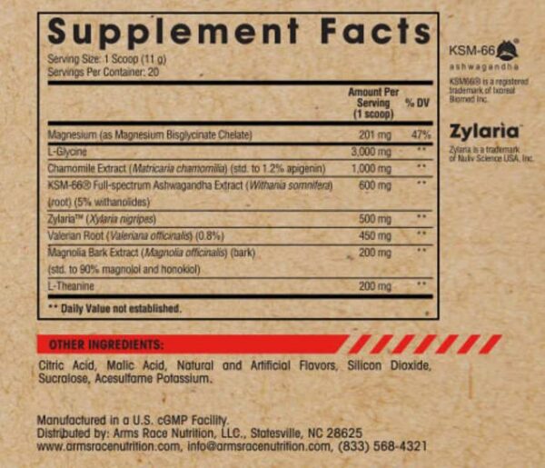 Version 1.0.0 NITE NITE Arms Race Nutrition suplemento para descanso y regeneración