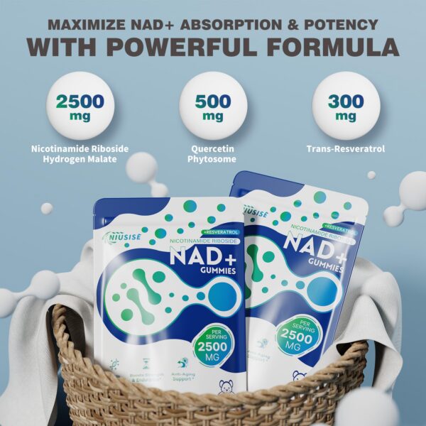 Frente de frasco NAD Gummies arandano