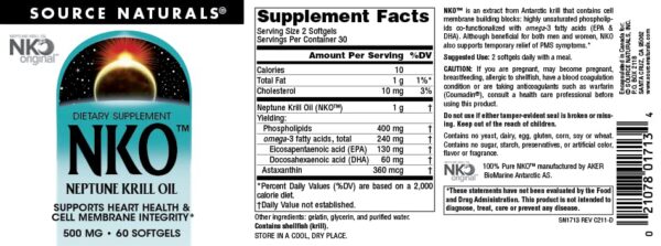Version 1.0.0 NKO Neptune Krill Oil detalle de etiqueta
